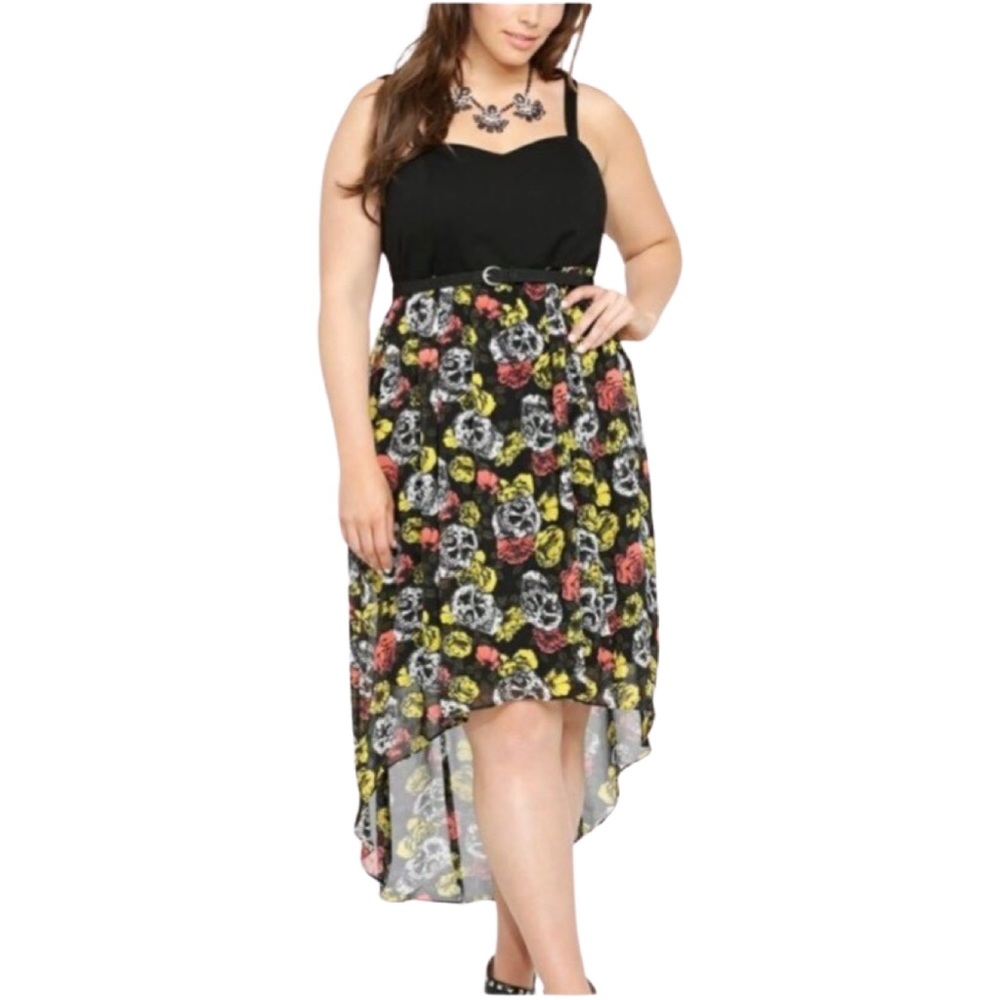 Torrid Black Floral Midi Sundress Sweetheart Neckline